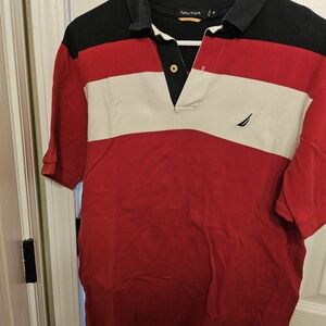 Nautica Men's Polo Shirt in Red, White, and Black